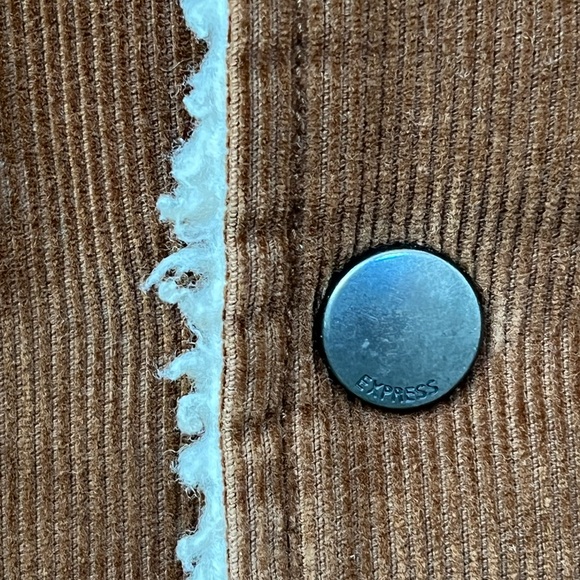 Express Caramel Corduroy Faux Sherling Trucker Jacket - Picture 3 of 3
